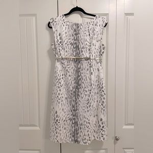 Calvin Klein size 12 white leopard print dress